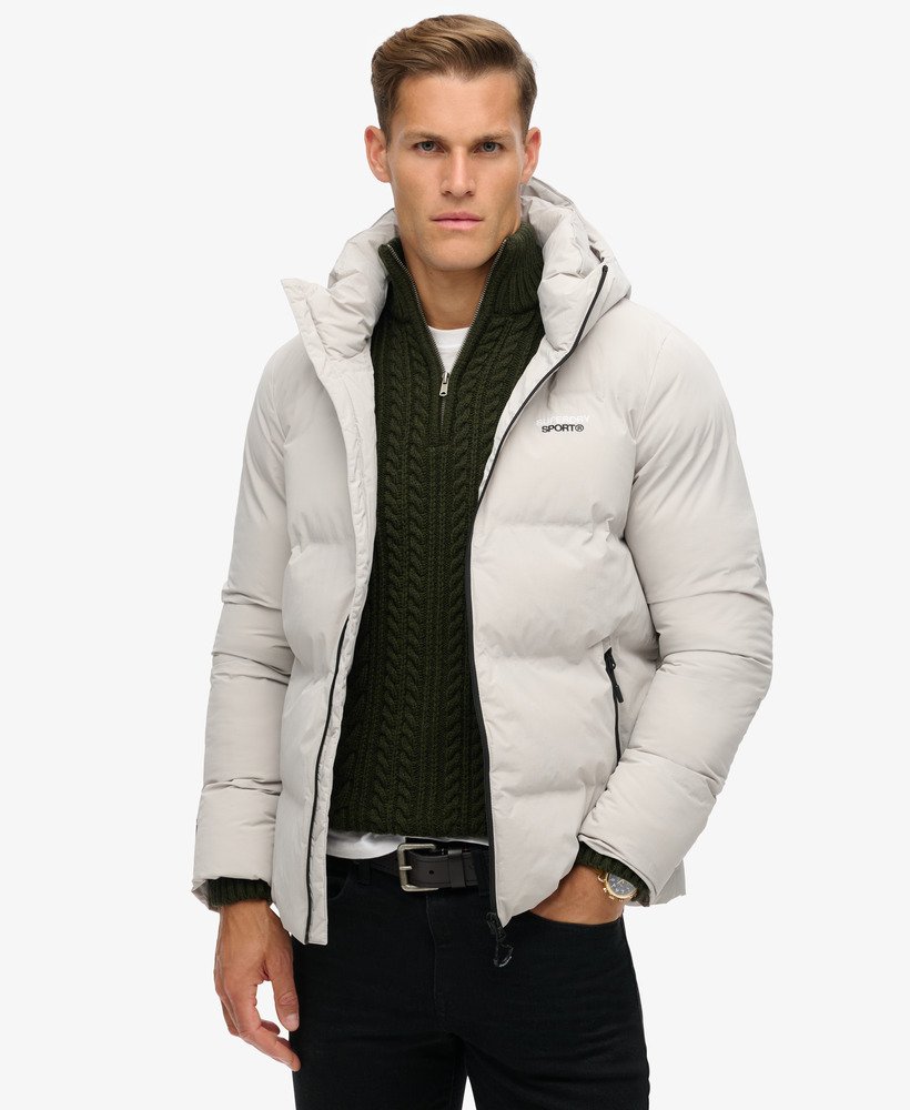 Men s Hooded Boxy Puffer Jacket in Moonlight Grey Superdry CA EN