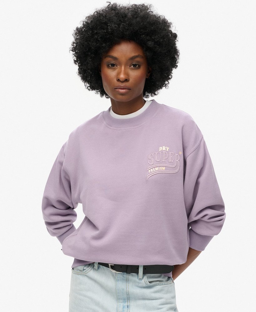 Womens Luxe Metallic Loose Sweatshirt in Brassica Lilac Superdry UK