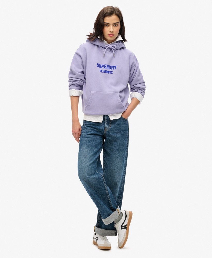 Womens Sport Luxe Loose Hoodie in Dull Purple Superdry UK