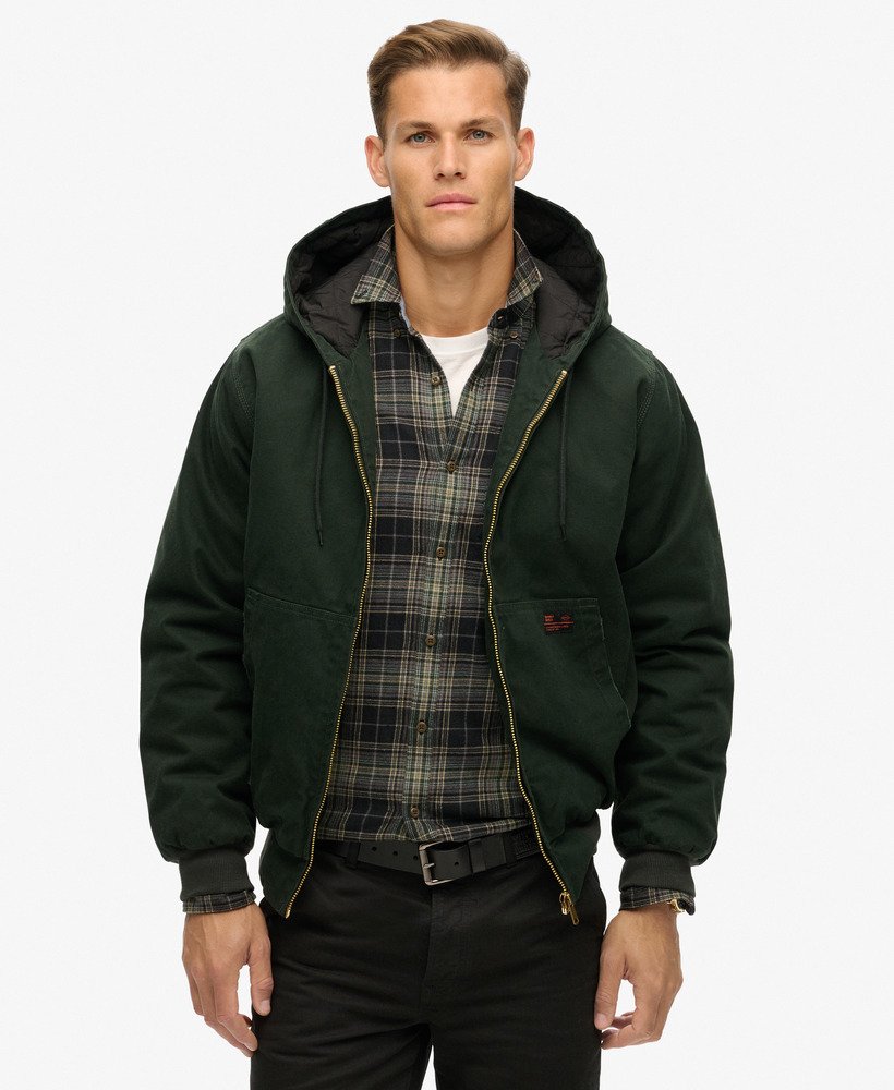 Men s Surplus Hooded Bomber Jacket in Jet Set Green Superdry CA EN