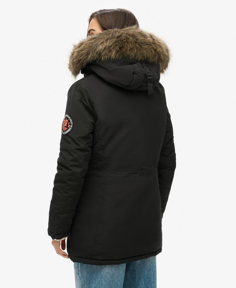 Black faux fur parka coat online