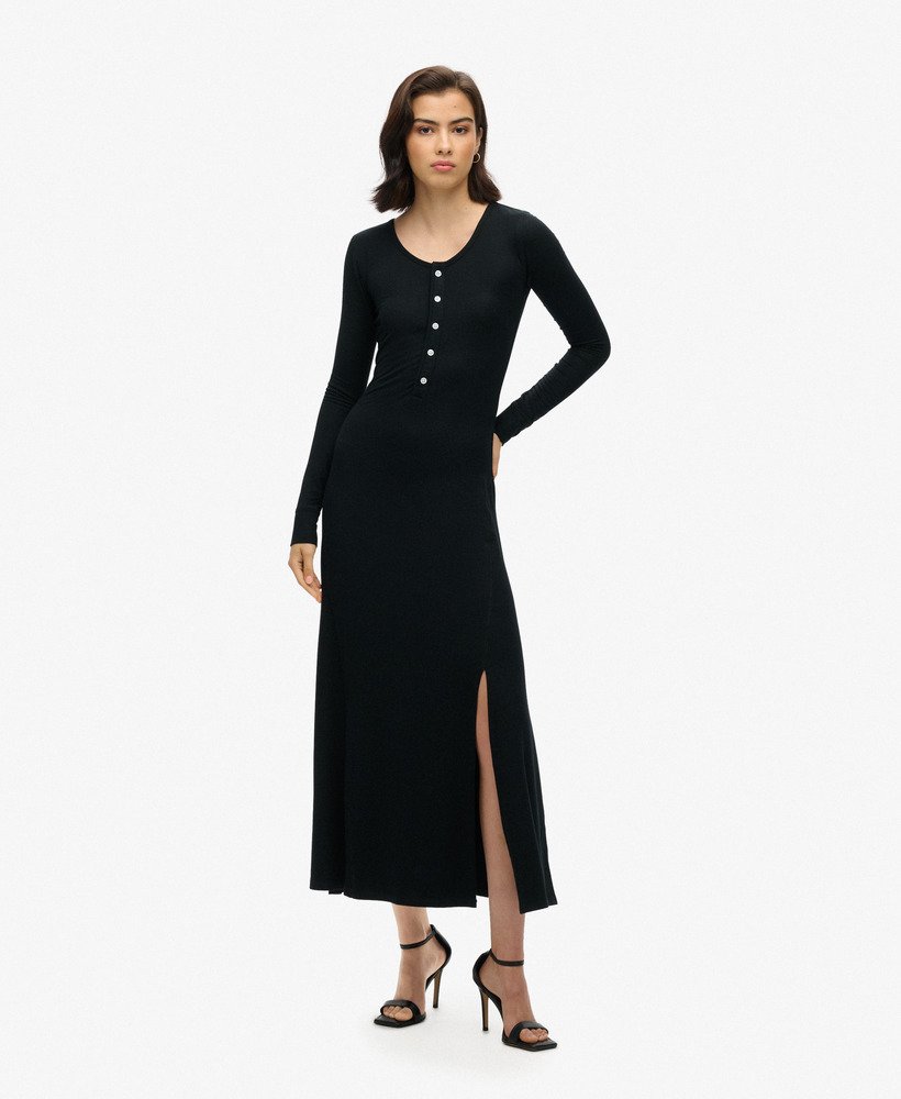 Womens Henley Midi Dress in Black Superdry UK