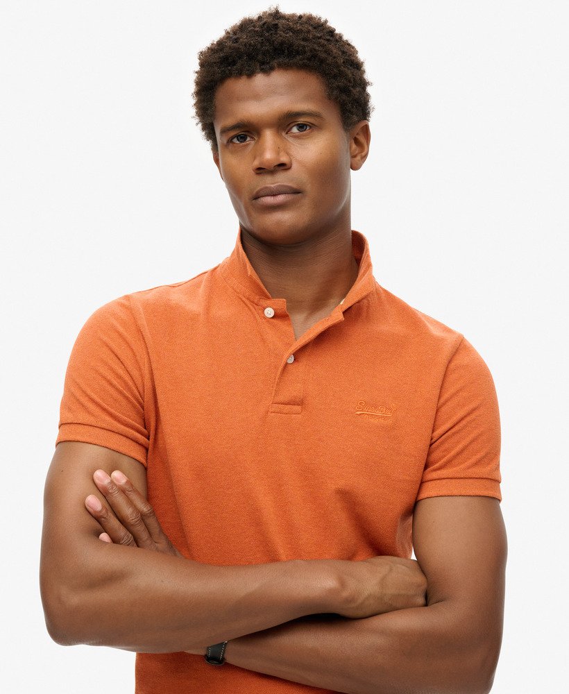 Mens Classic Pique Polo Shirt in Rust Orange Marl Superdry UK