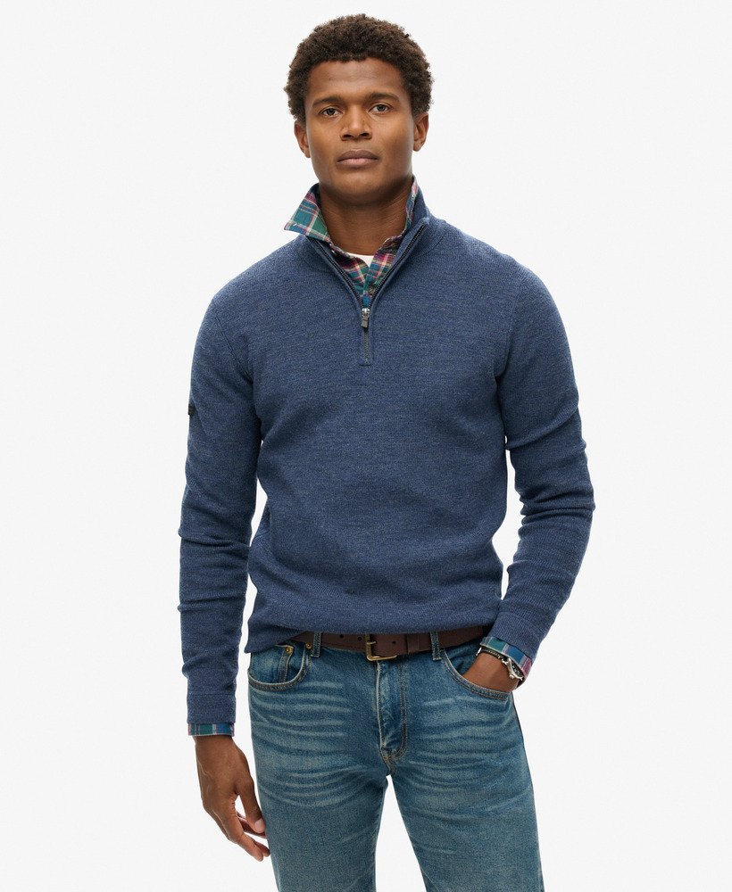 Superdry Pull semi zippe en laine merinos Homme Pulls pour Homme