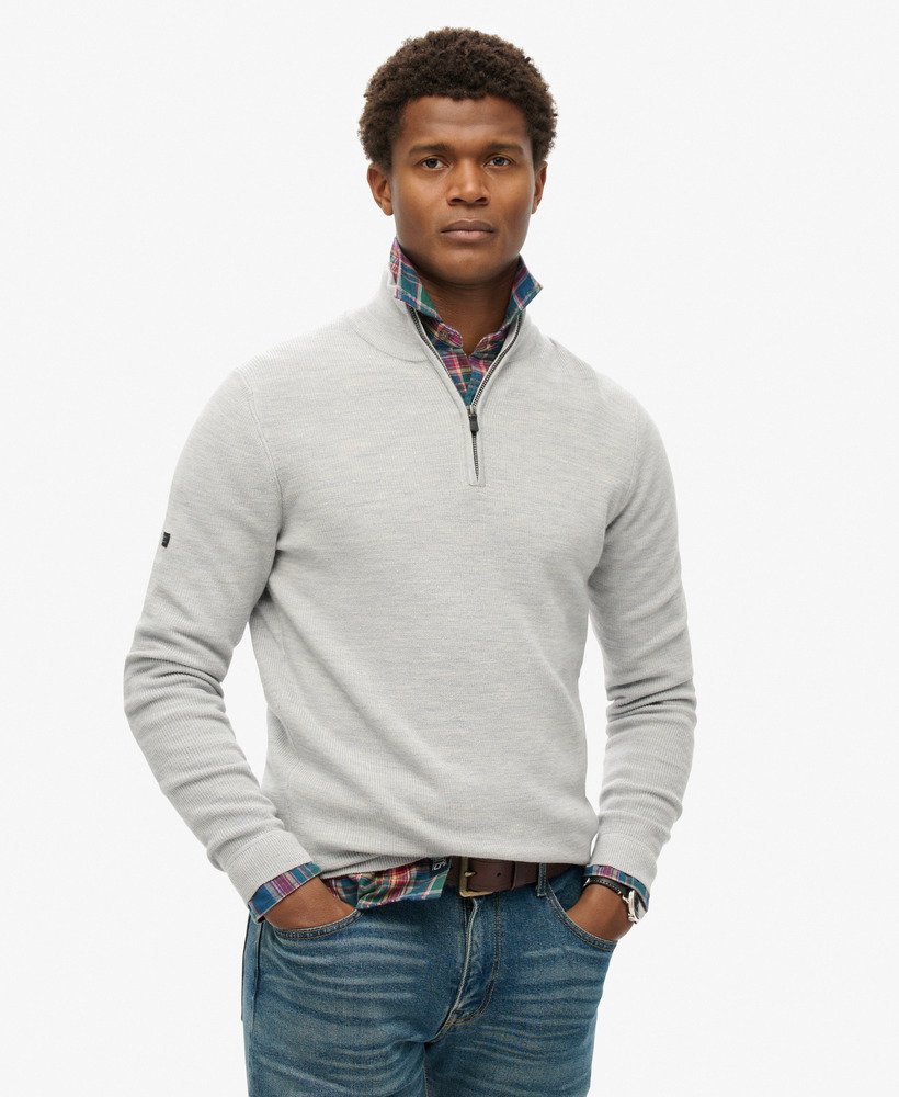 Mens Merino Half Zip Jumper in Mid Marl Superdry UK