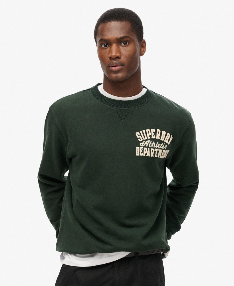 Herren Vintage Athletic Sweatshirt mit Rundhalsausschnitt Akademie Dunkelgrun Superdry DE