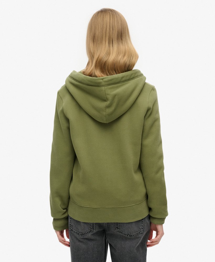 Womens Essential Logo Zip Hoodie in Olive Khaki Superdry UK