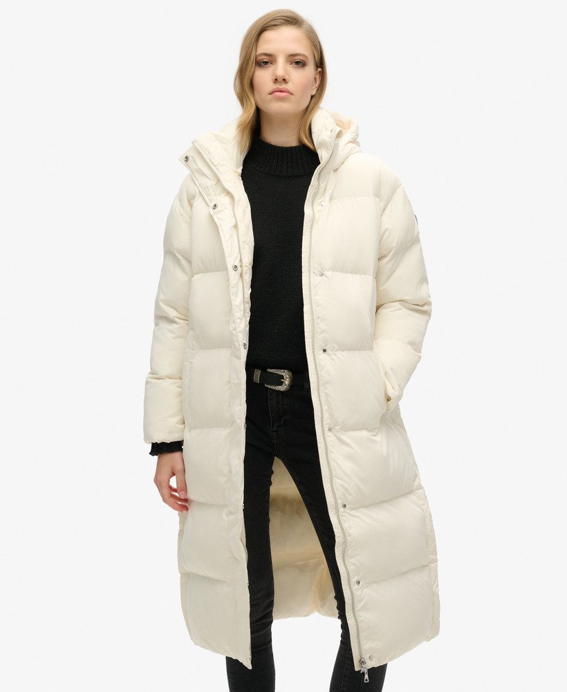 Long white puffer coat online