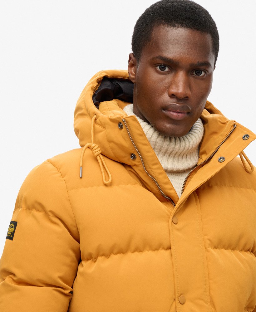 Mens Superdry Everest Hooded Puffer Jacket Yellow