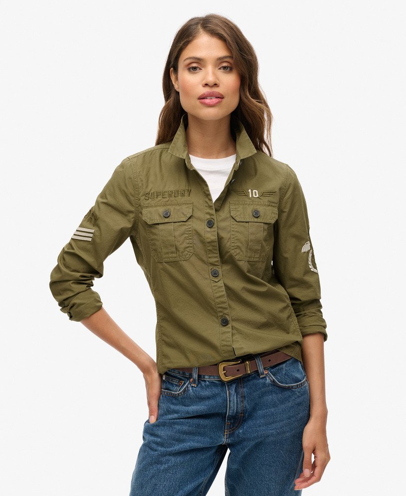 Womens Military Shirt in Burnt Olive Superdry UK