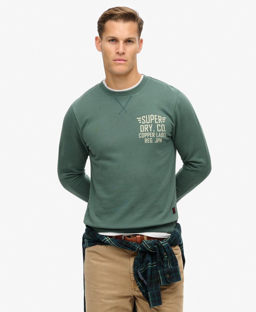 Men s Copper Label Graphic Crew Sweatshirt in Drius Green Superdry CA EN