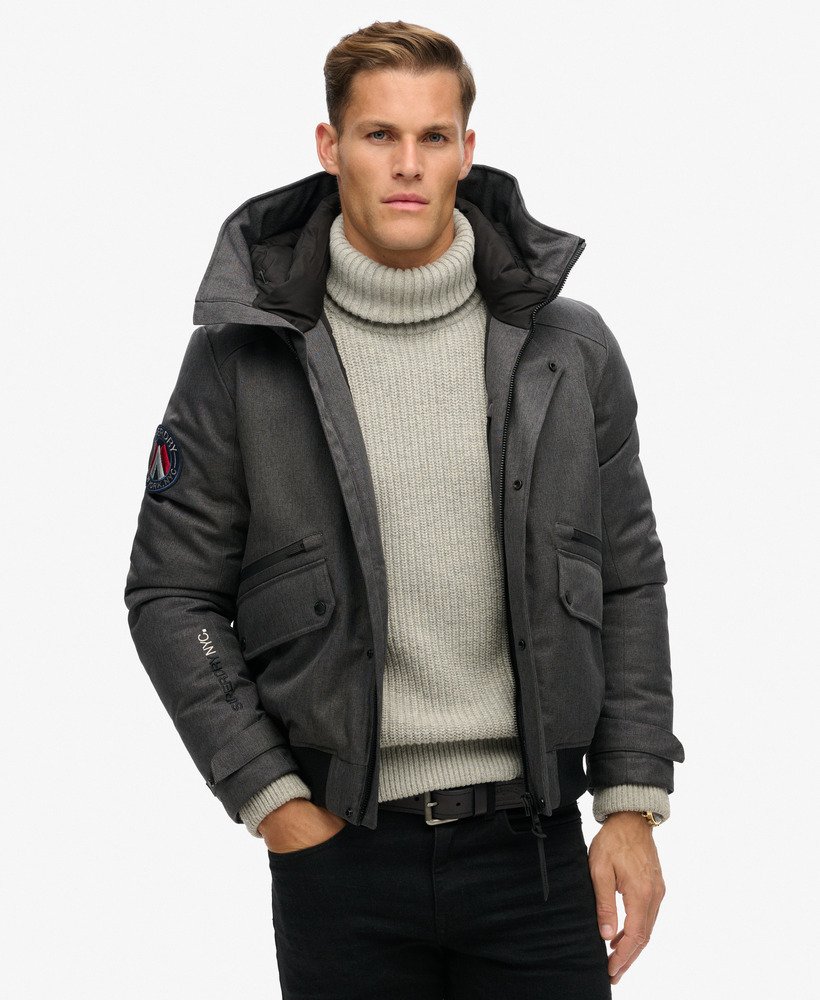 Padded bomber jacket with hood sale