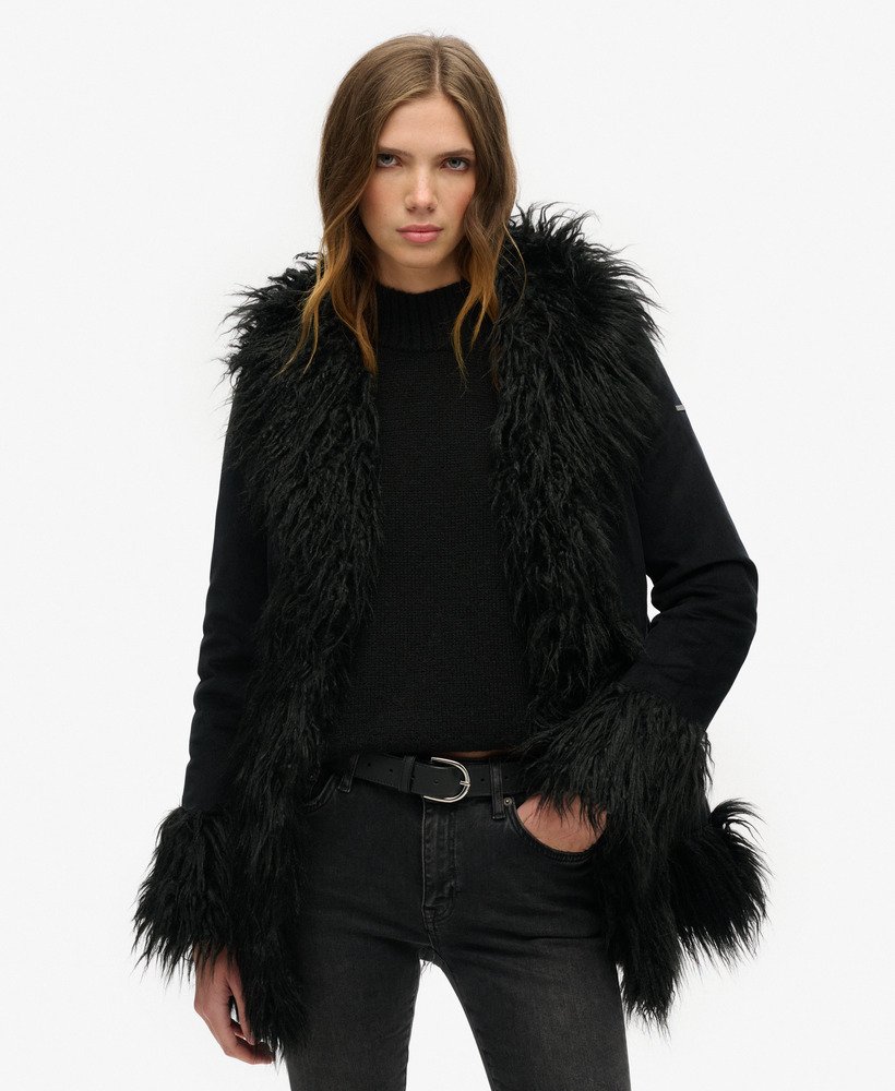 Black fur womens coat best sale