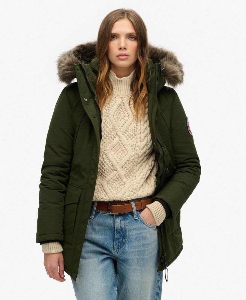 Faux fur hooded parka coat online