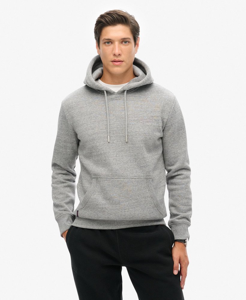 Mens Essential Logo Hoodie in Dark Grey Fleck Marl Superdry UK