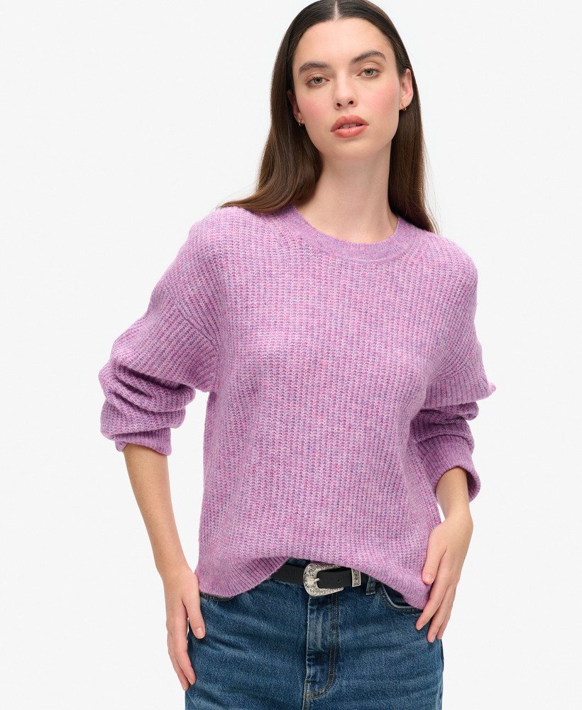 Womens Brushed Crew Neck Jumper in Lilac Pink Twist Superdry UK