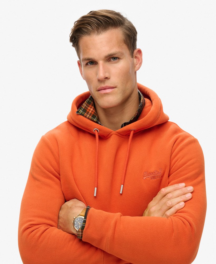 Mens Essential Logo Hoodie in Denim Co Rust Orange Superdry UK