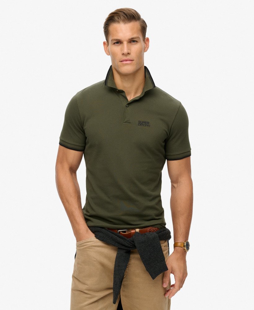 Men s Sportswear Tipped Polo Shirt in Army Khaki Superdry US