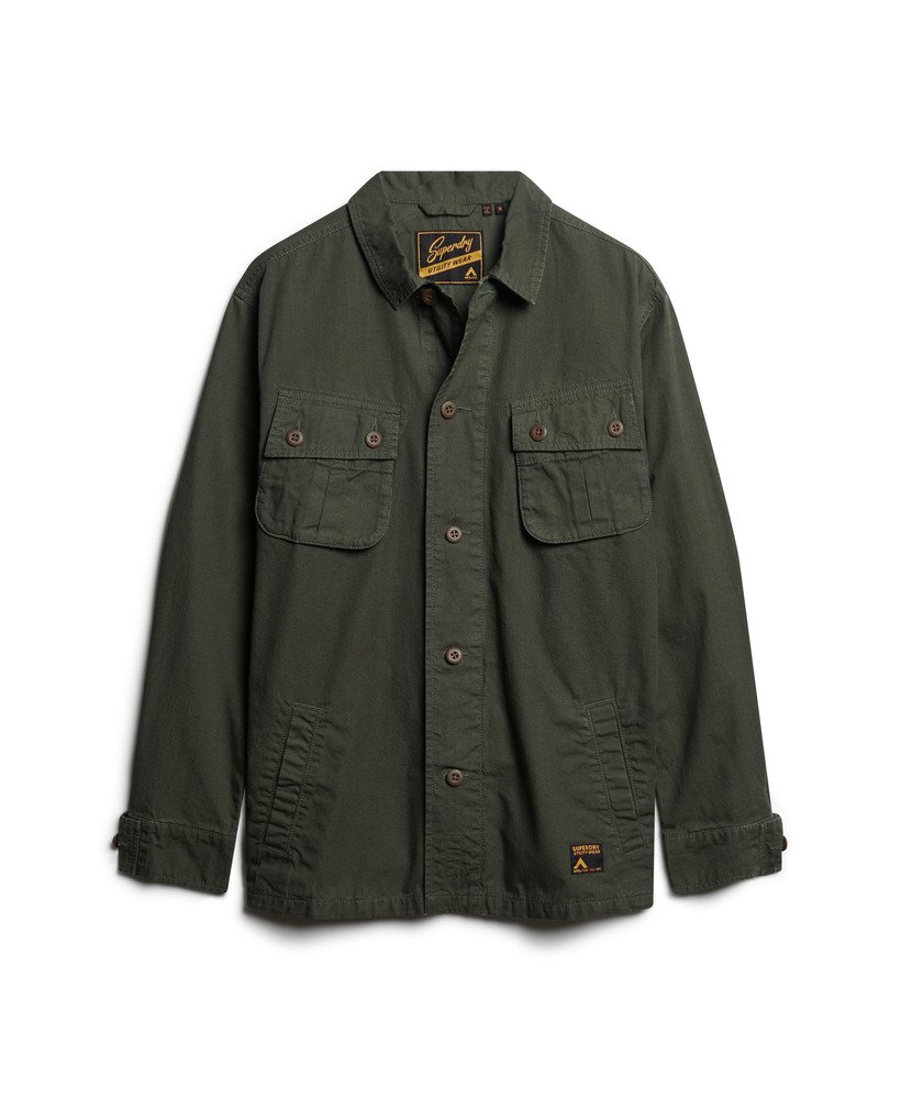 Men s Military Overshirt Jacket in Surplus Goods Olive Superdry CA EN