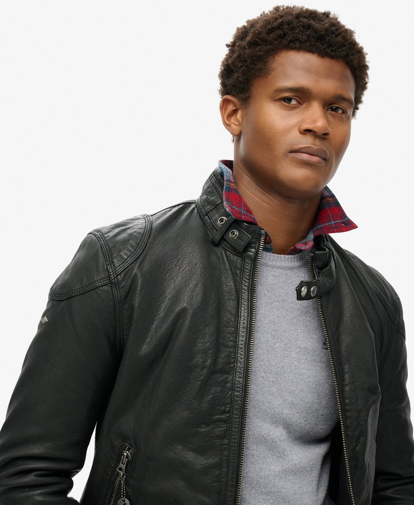 Giacca biker in pelle da Uomo Superdry