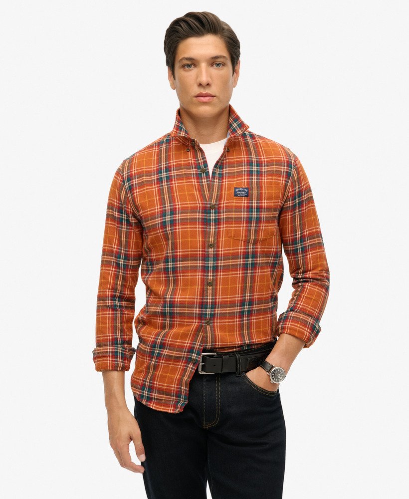 Chemise de bucheron en coton a manches longues Orange Drayton a Carreaux pour Homme Superdry CA FR