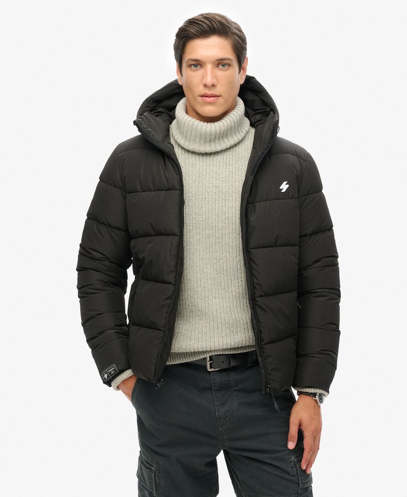 Superdry sports puffer jacket black on sale