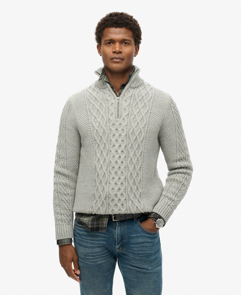 Mens grey half zip jumper best sale