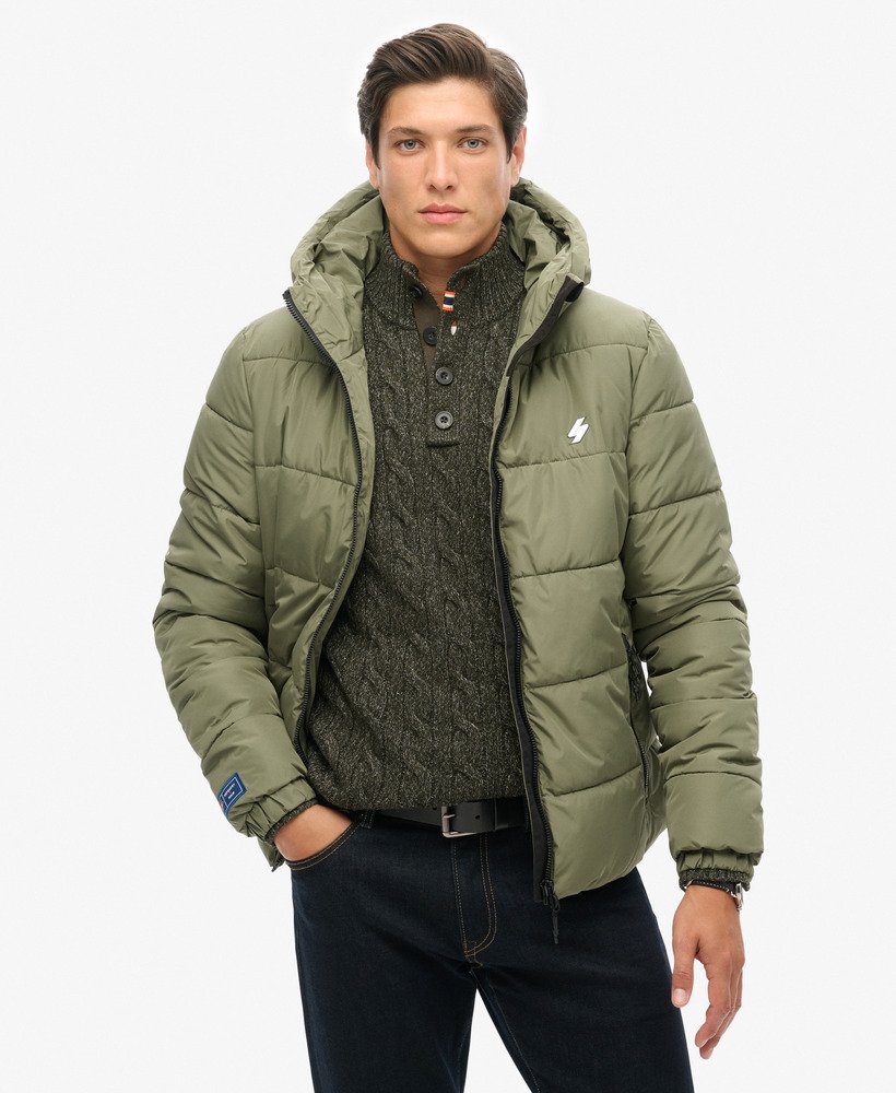 Olive puffer jacket mens on sale