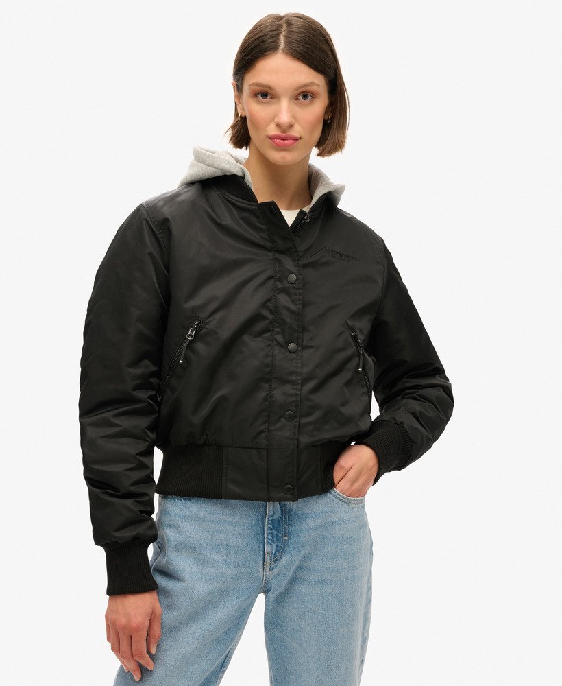 Femme Bomber a capuche Noir Superdry FR