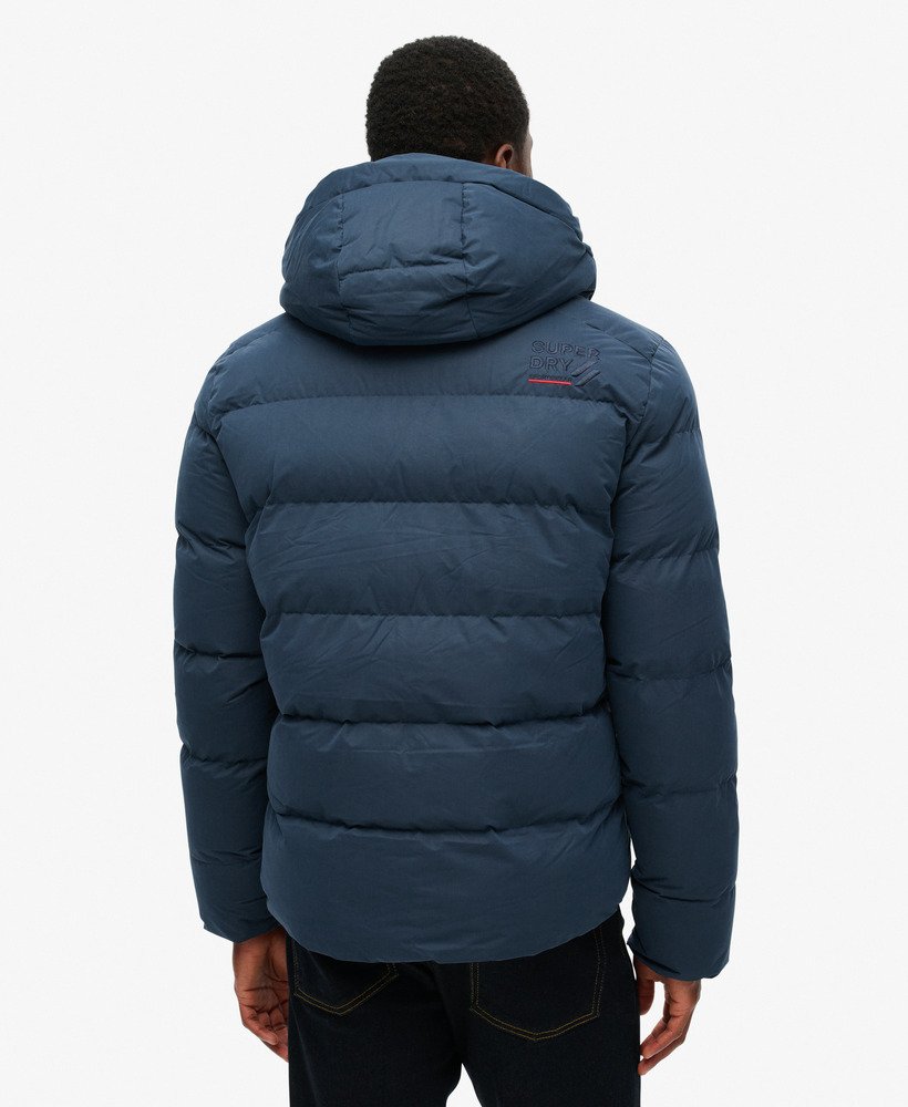 Men s Hooded Microfibre Sports Puffer Jacket in Baltic Blue Superdry CA EN