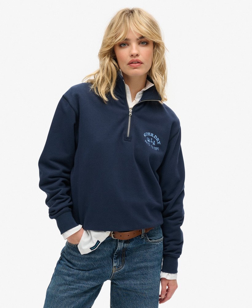 Womens Athletic Essentials Half Zip Sweatshirt in Richest Navy Superdry UK