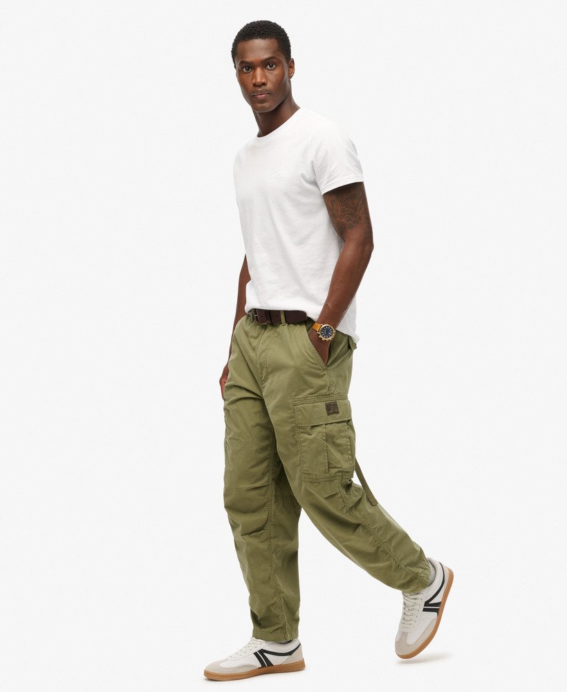 Mens - Organic Cotton Vintage Parachute Cargo Pants in Hushed Olive ...