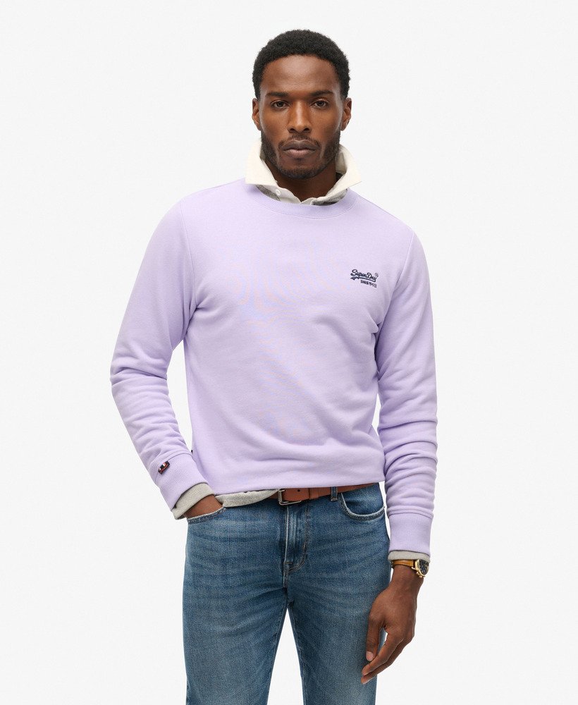 Mens Essential Logo Crew Sweatshirt in Light Lavender Purple Superdry UK