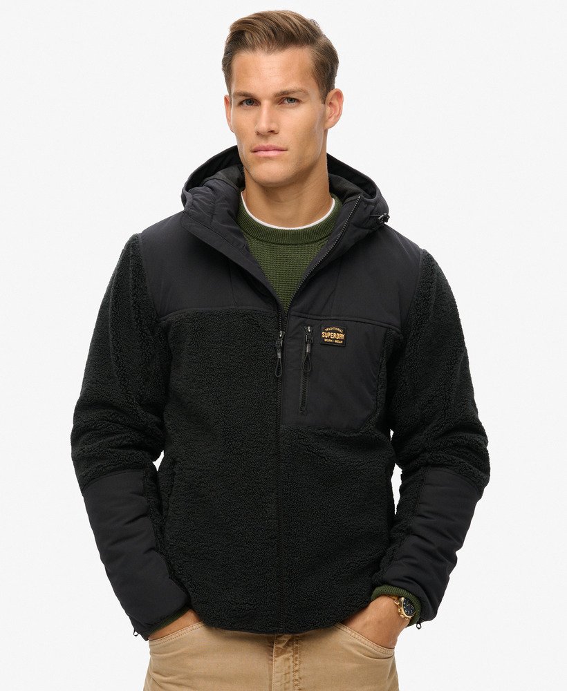 Men s Hooded Expedition Borg Hybrid in Noir Superdry UK