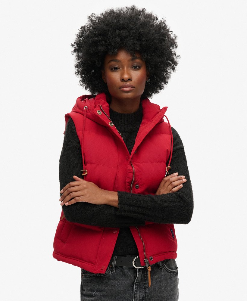 Mujer Chaleco acolchado con capucha Everest en Rojo Superdry ES