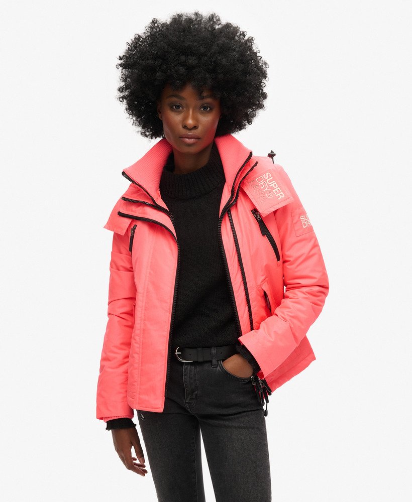 Womens Hooded Mountain Windbreaker Jacket in Hyper Fire Pink Superdry UK