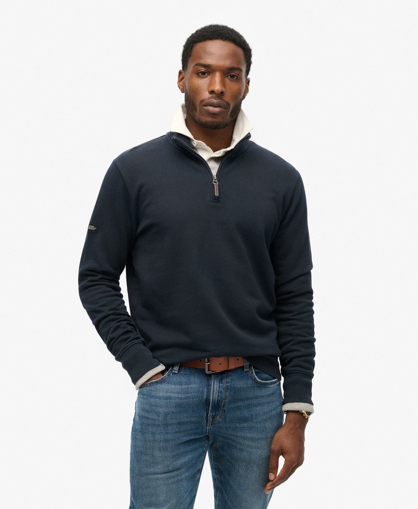 Men s Core Logo Henley Sweatshirt in Eclipse Navy Superdry CA EN