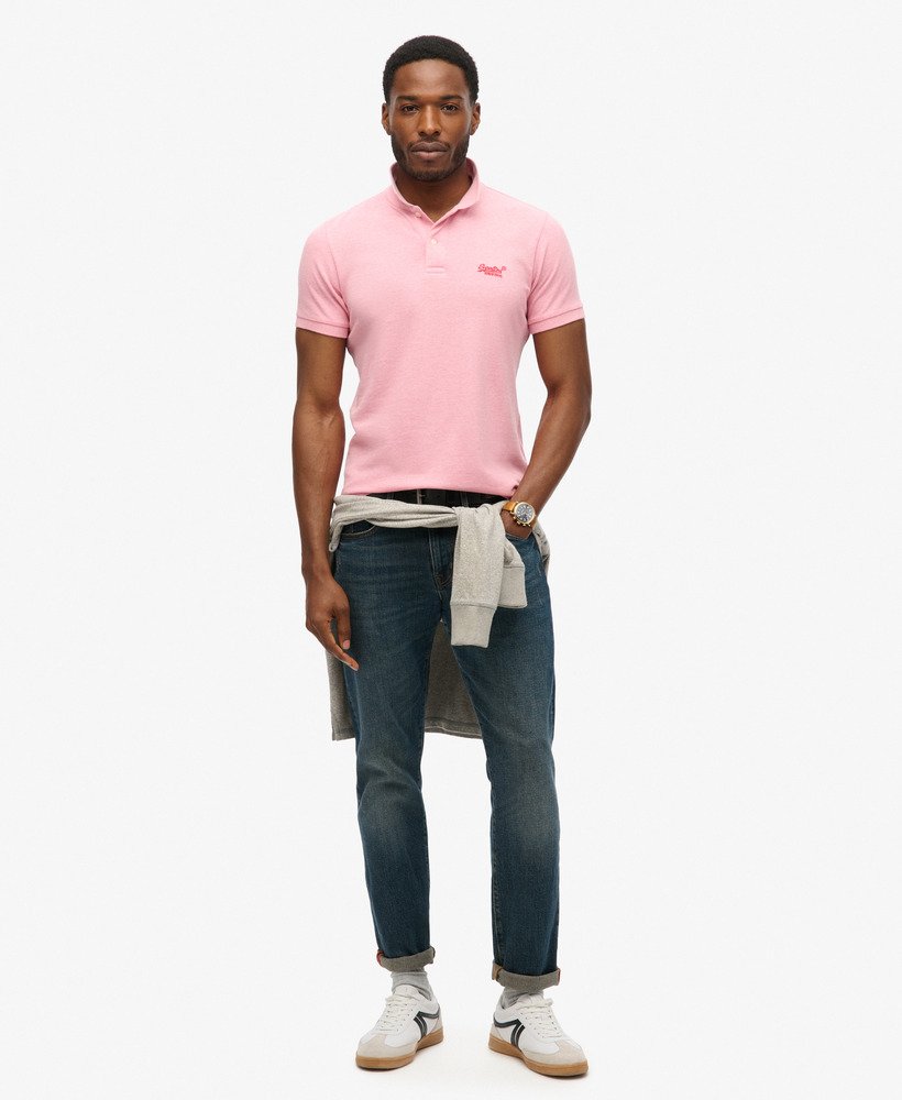 Mens Classic Pique Polo Shirt in Light Pink Marl Superdry UK