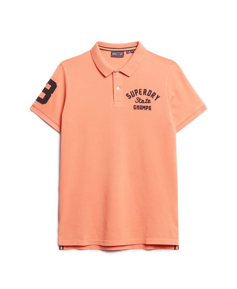 Mens Superstate Polo Shirt in Sunburst Coral Superdry UK