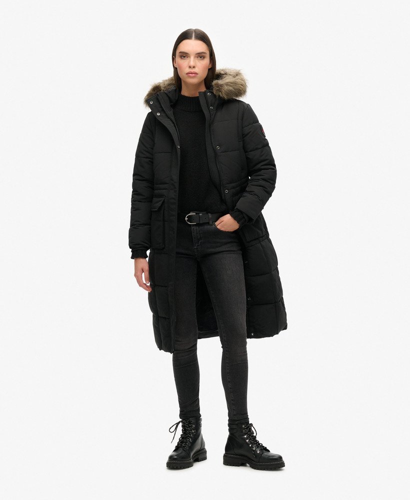 Superdry black long everest coat on sale