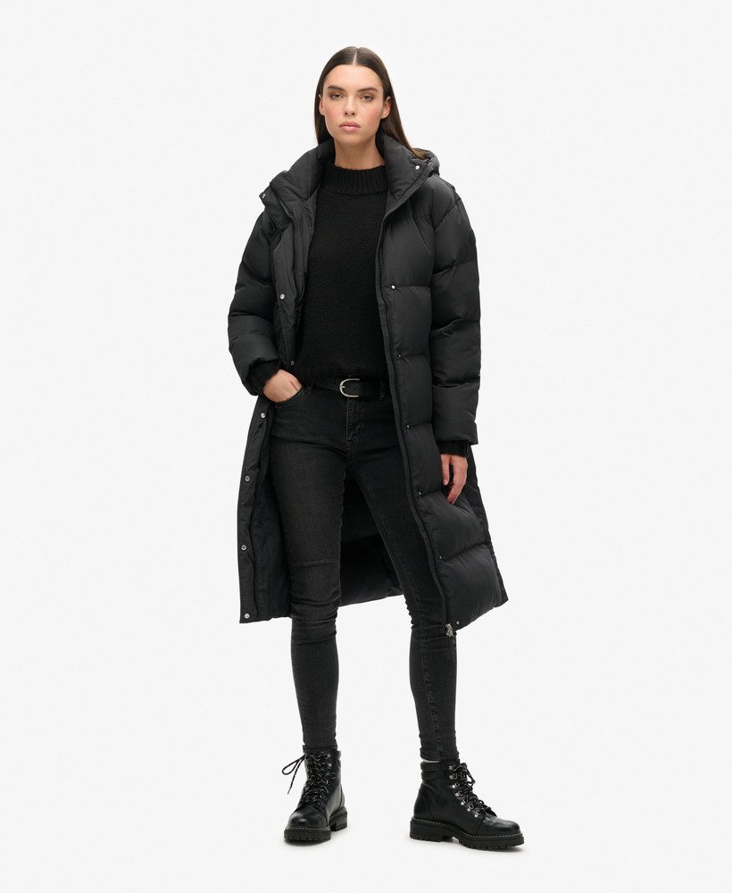 Femme Doudoune longue a capuche Noir Superdry FR