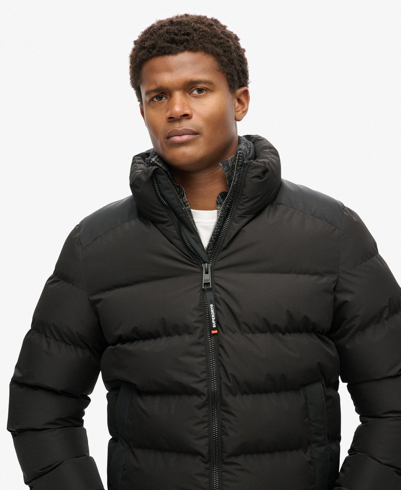 Black superdry puffer jacket on sale