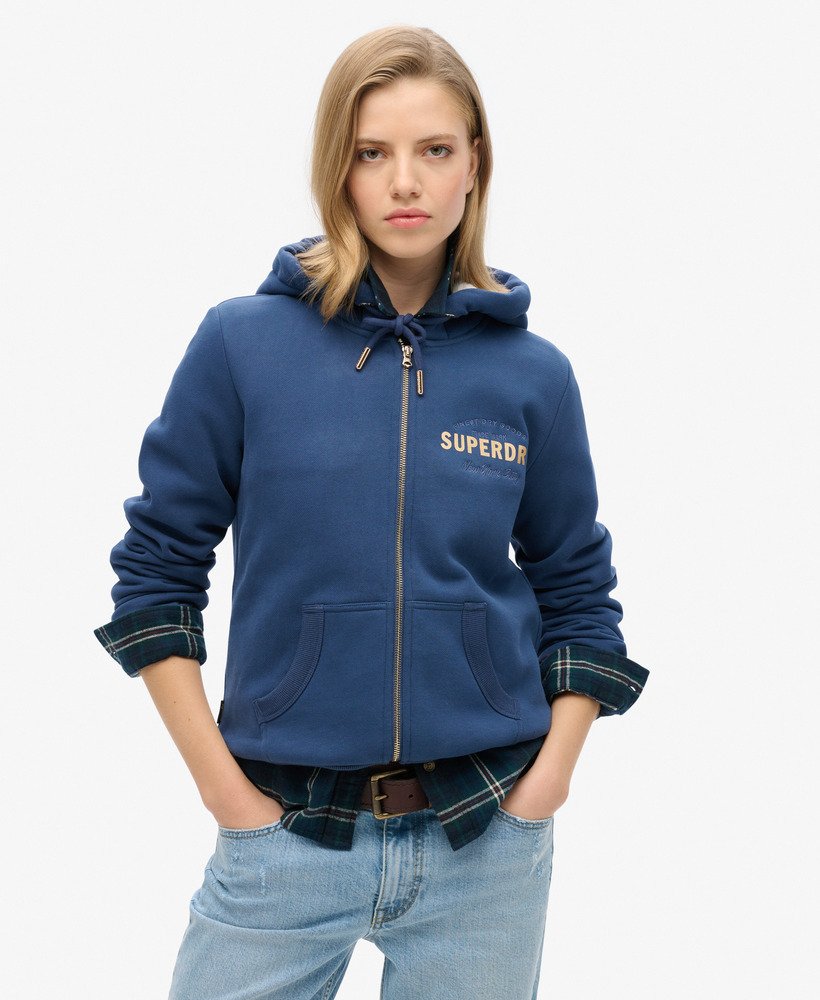 Blue superdry hoodie womens on sale