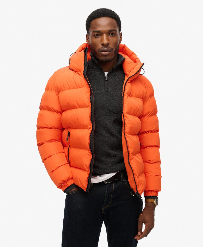 Superdry Men s Hooded Sports Puffer Jacket Orange Casual Jackets