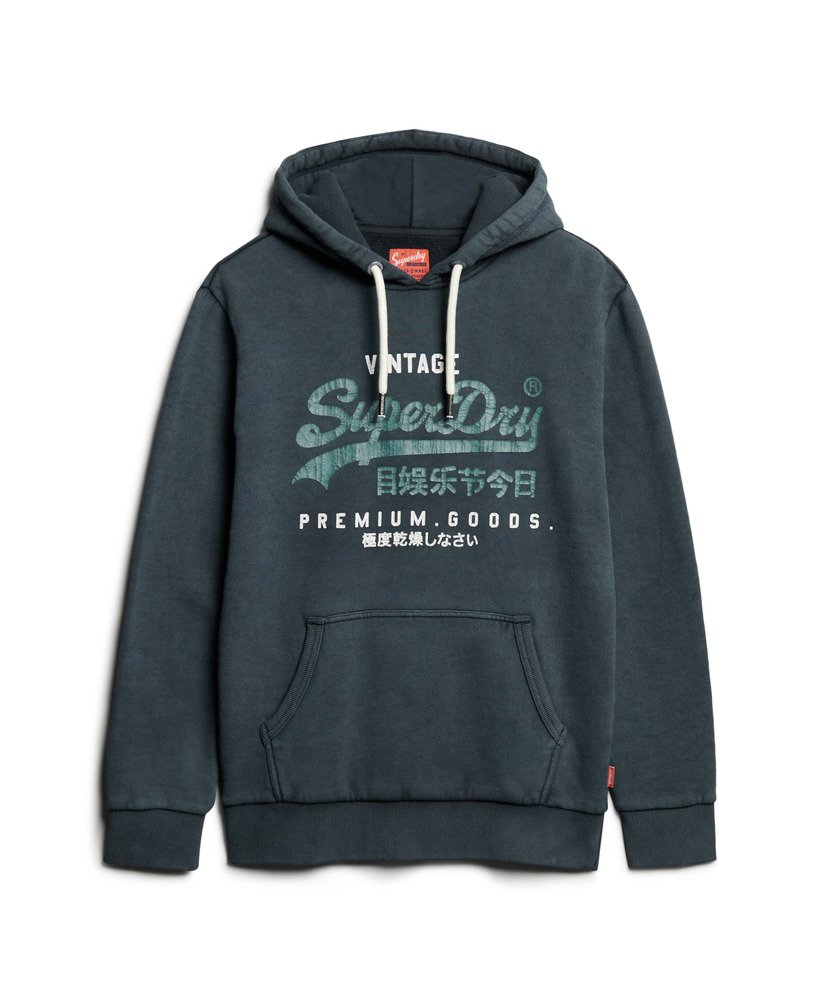 Mens Duo Vintage Logo Hoodie in Jet Black Superdry UK