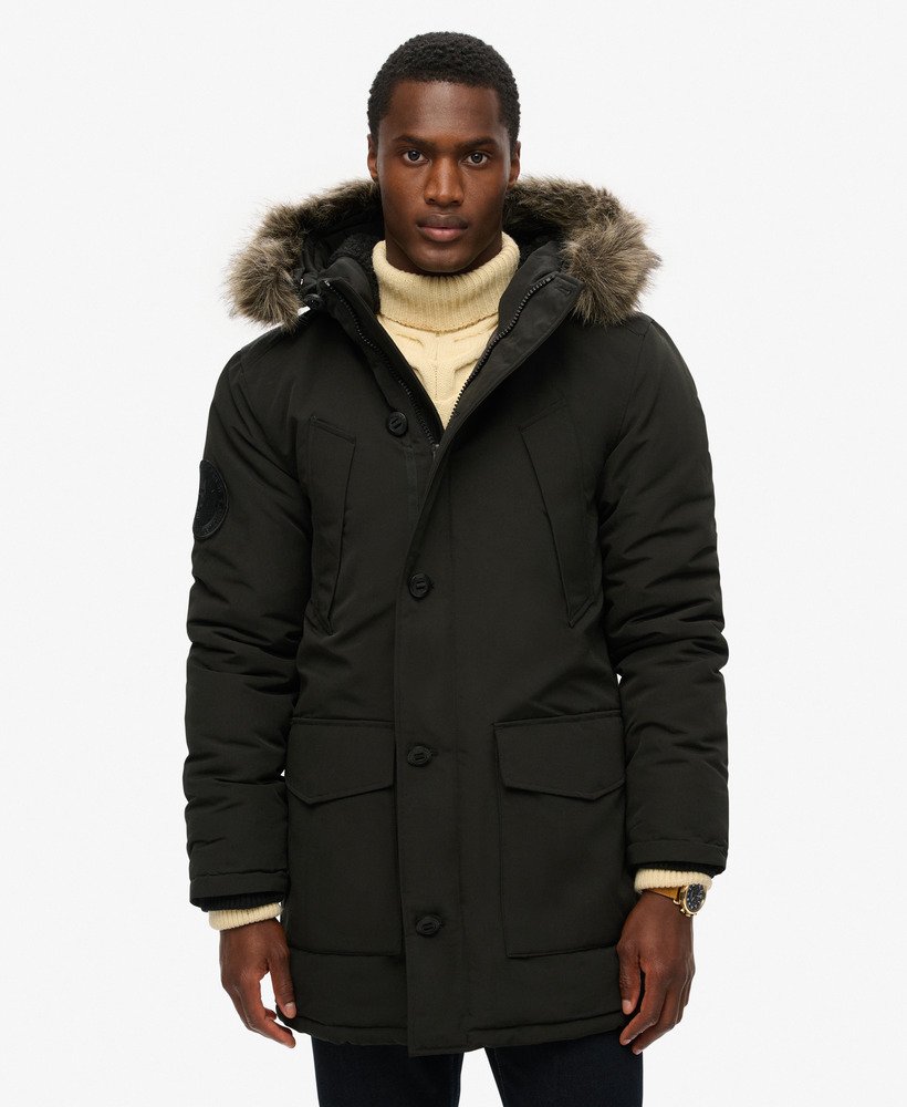 Noir De Jais Parka a capuche a fourrure synthetique Everest pour Homme Superdry FR