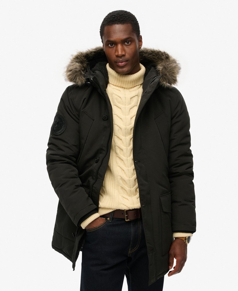 Mens parka faux fur hood on sale