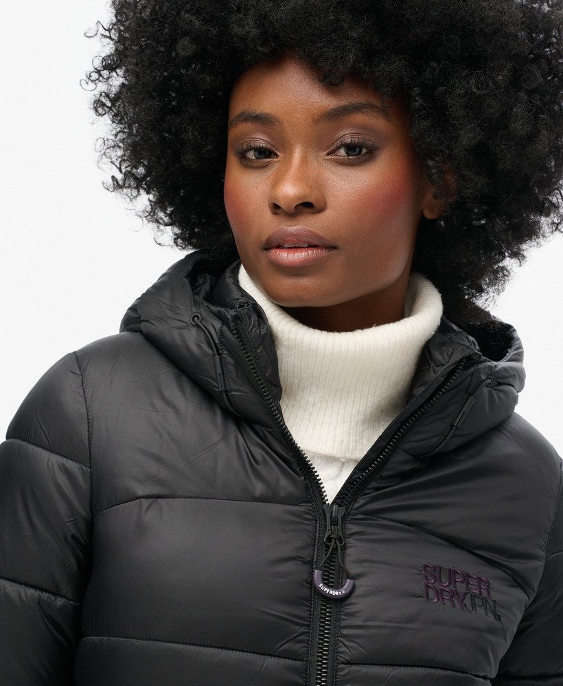 Womens Sports Puffer Bomber Jacket in Black Superdry UK