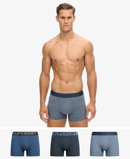 Superdry Triopak boxershorts van biologisch katoen Frosted Navy Grit dark Indigo Marl navy Marl Heren Heren Ondergoed