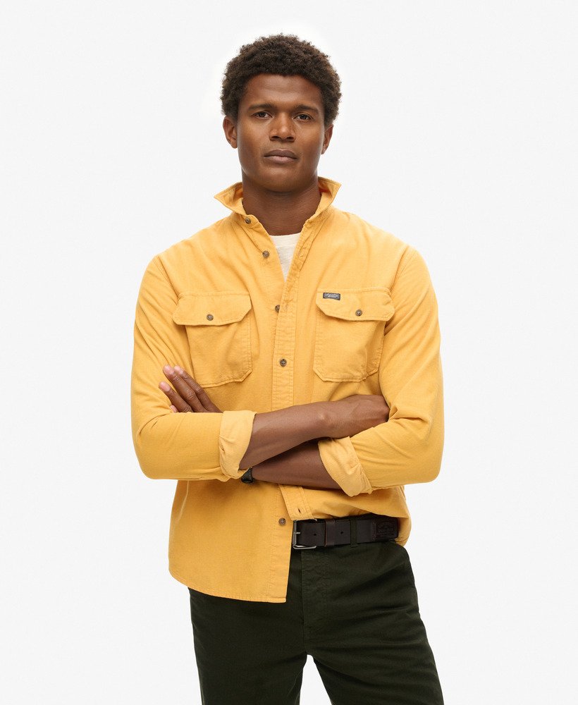 Men s Micro Cord Long Sleeve Shirt in Golden Yellow Superdry CA EN